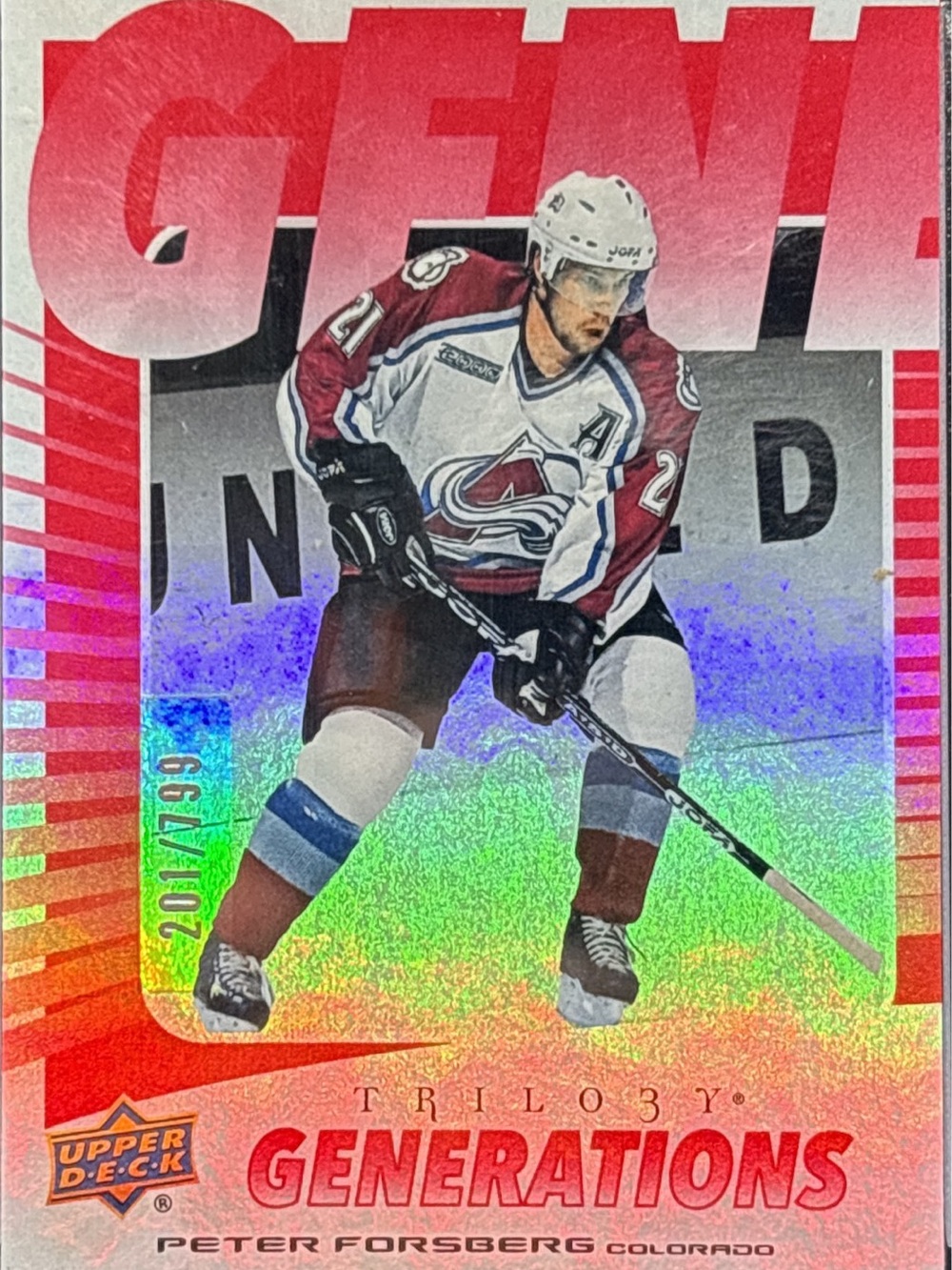 Upper Deck Generations Peter Forsberg Trading Card - Red LE 201/799